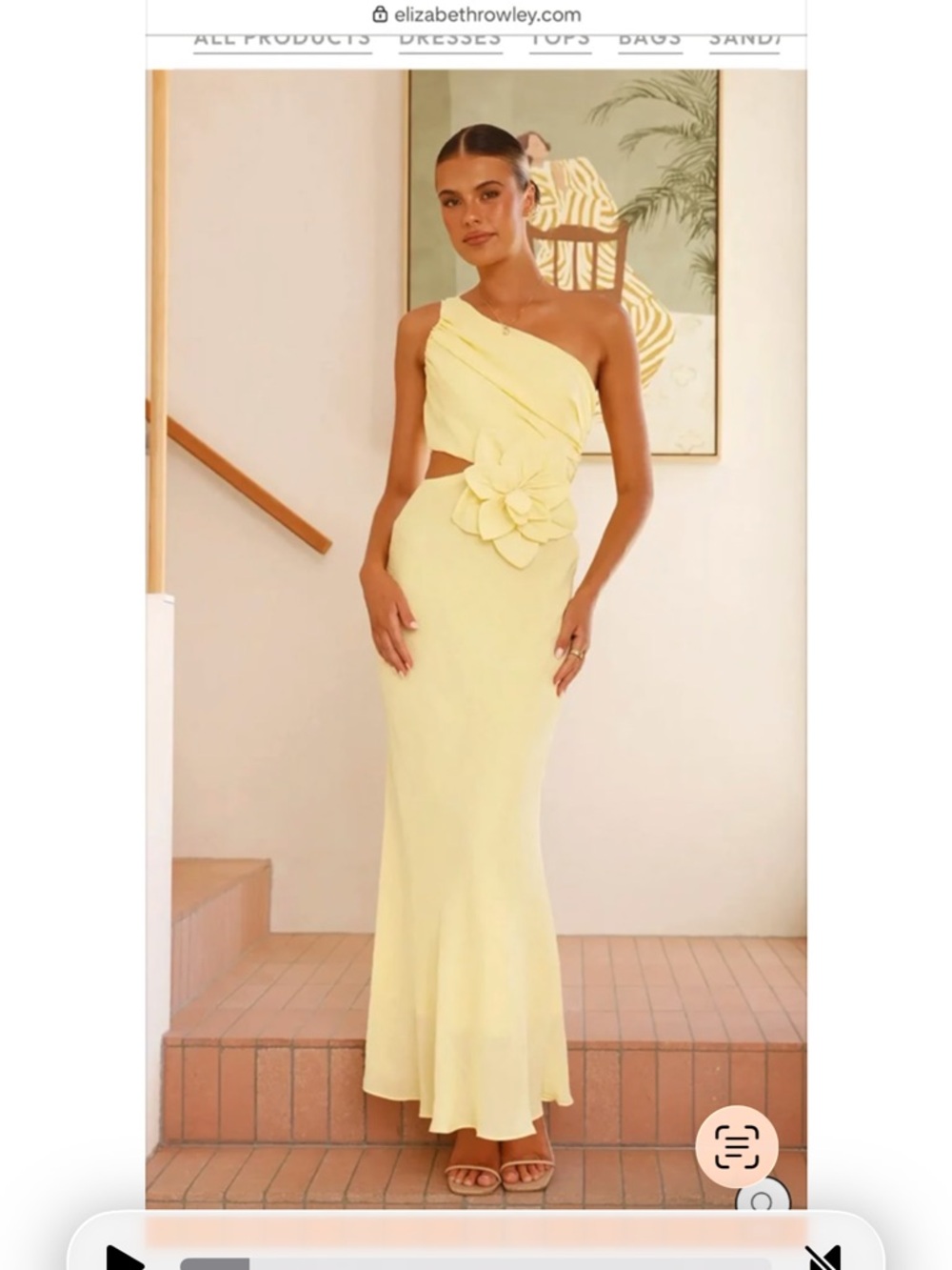 One-Shoulder Lemon Yellow Evening Gown